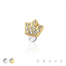 MULTI CZ KING'S CROWN TOP AND BASE 316L SURGICAL STEEL DERMAL SET 